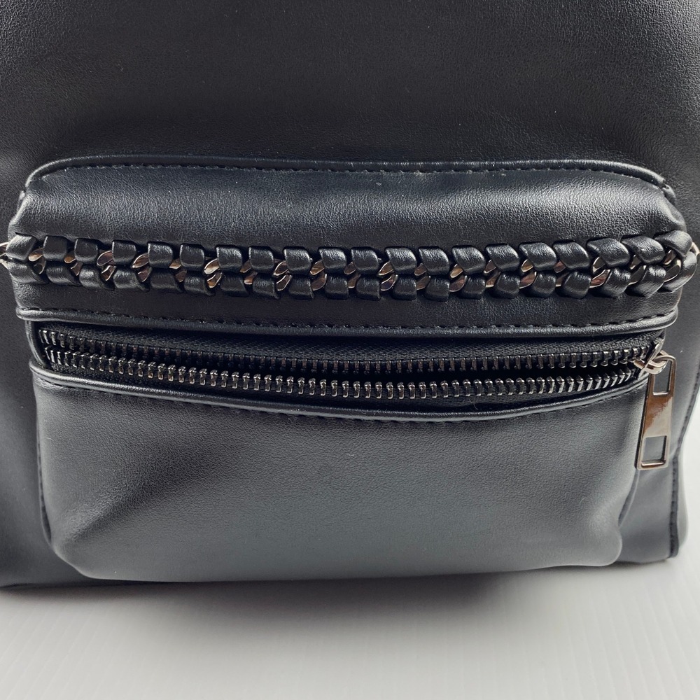 ARDENE Mini Backpack Purse Black Chain Accent Front Pocket Stylish Bag - Picture 5 of 11